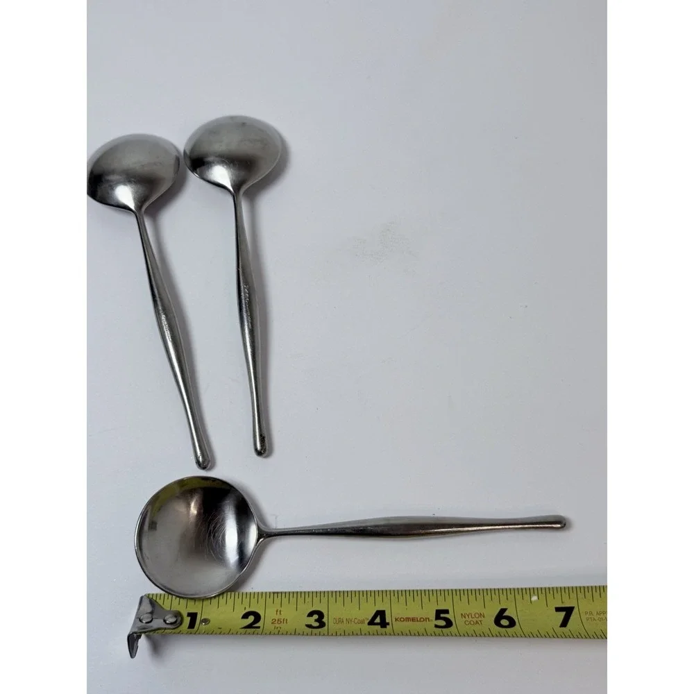 Lauffer Design 3 Stainless Round Bowl Soup Spoon Gumbo Towle Norway Lot‎ Of 3